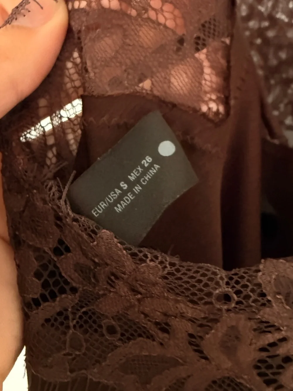 chocolate brown lace asymmetrical mini slip dress - Picture 5 of 5